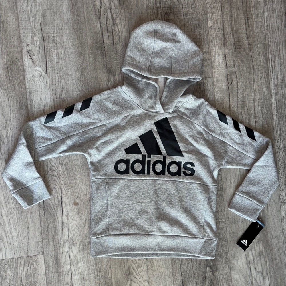 NWT - Adidas Gray Kid’s 8 Hoodie Sweatshirt
